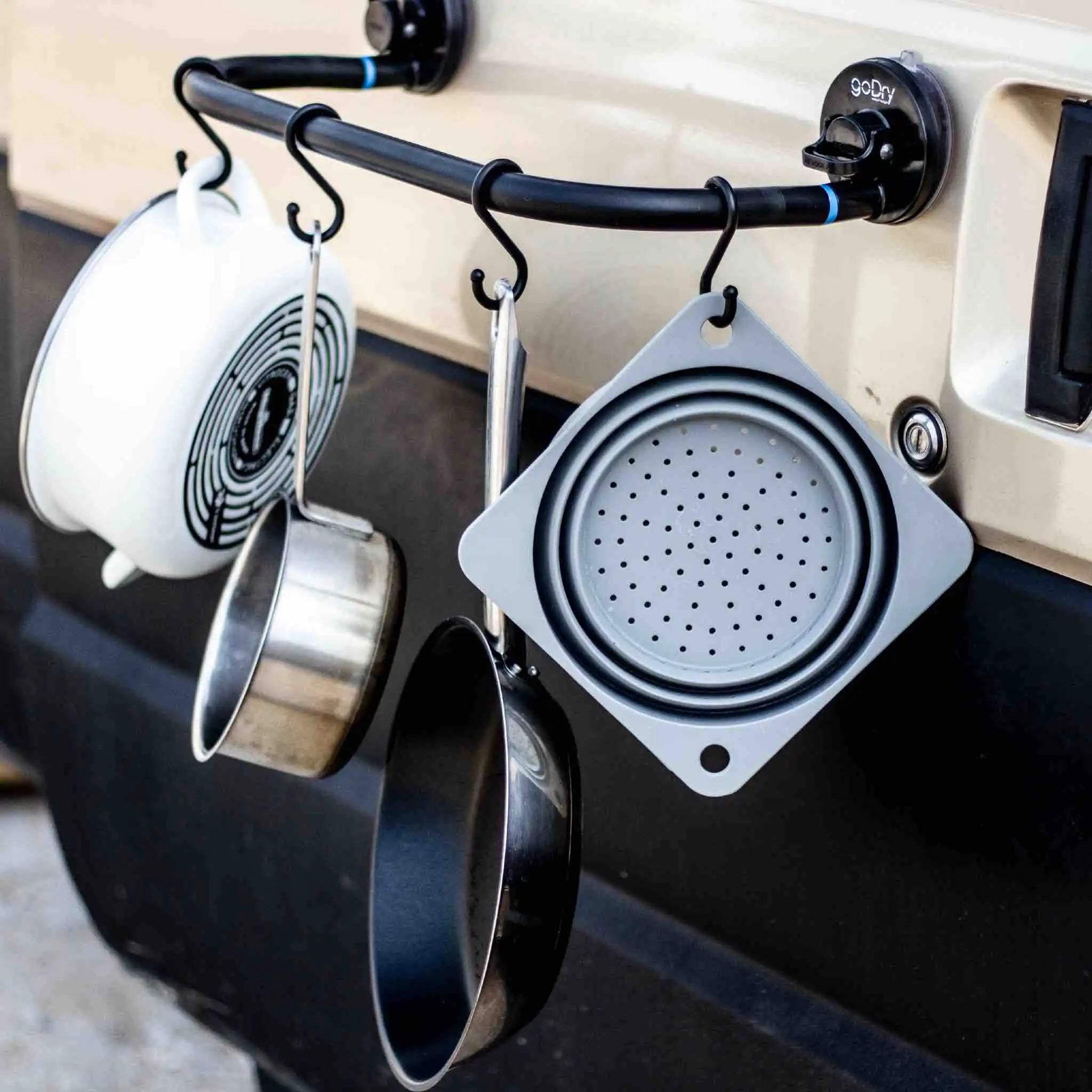 Étendoir/Séchoir à ventouse-noir et bleu-GODRY_2