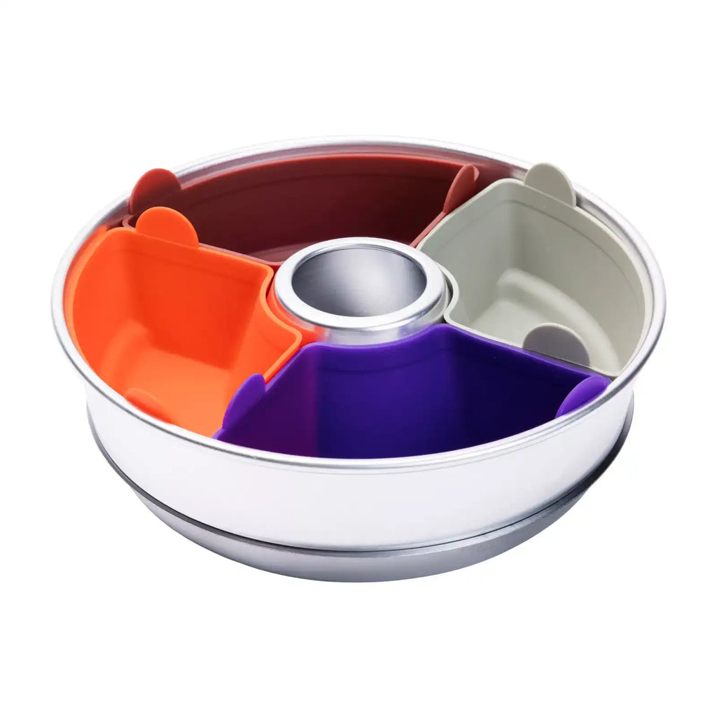 Pack de 6 moules en silicone-2 moules demi-cercles-4 moules quart de cercles-2L-rouge-blanc-orange-violet-OMNIA