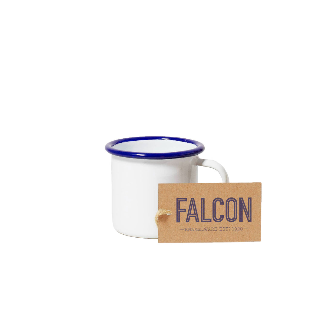 Tasse émaillée-expresso-15cl-blanc liseré bleu-FALCON