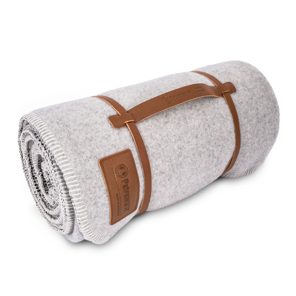 Couverture laine vierge-blanc et gris foncé-PETROMAX