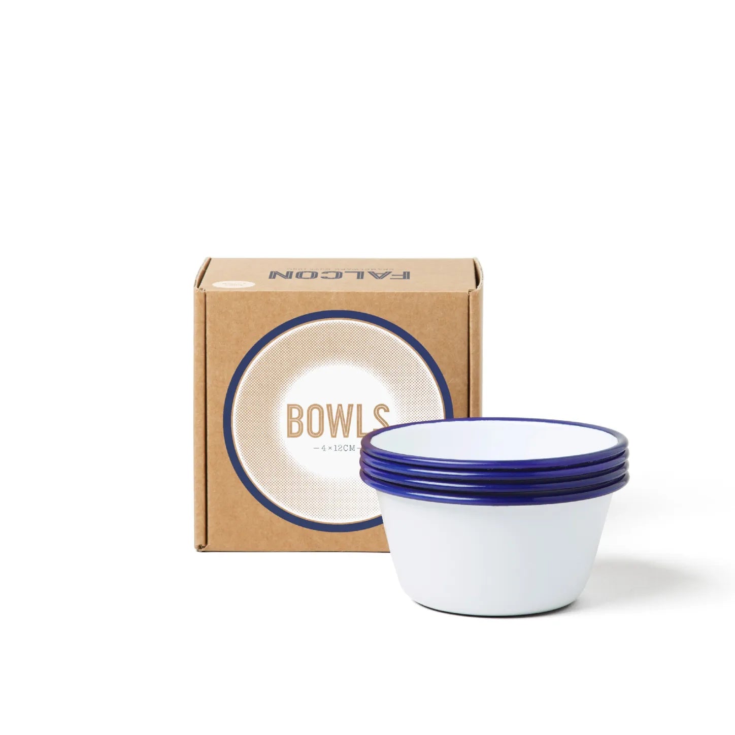 Bols émaillés-Set de 4-blanc liseré bleu-FALCON