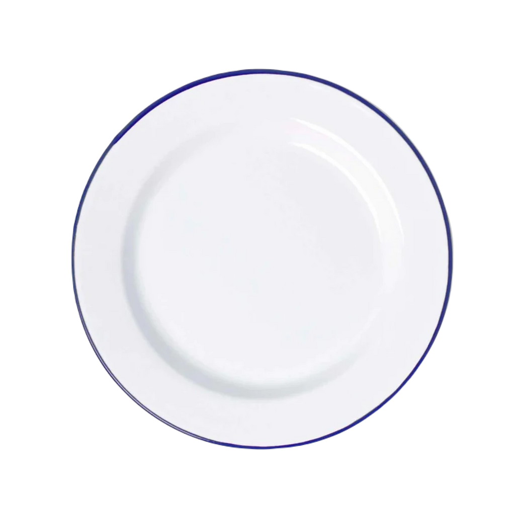 Assiette émaillée-blanc liseré bleu-FALCON