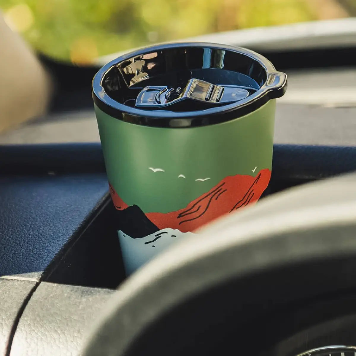 Roadtyping_Tasse isotherme inox_Montagnes-oiseaux