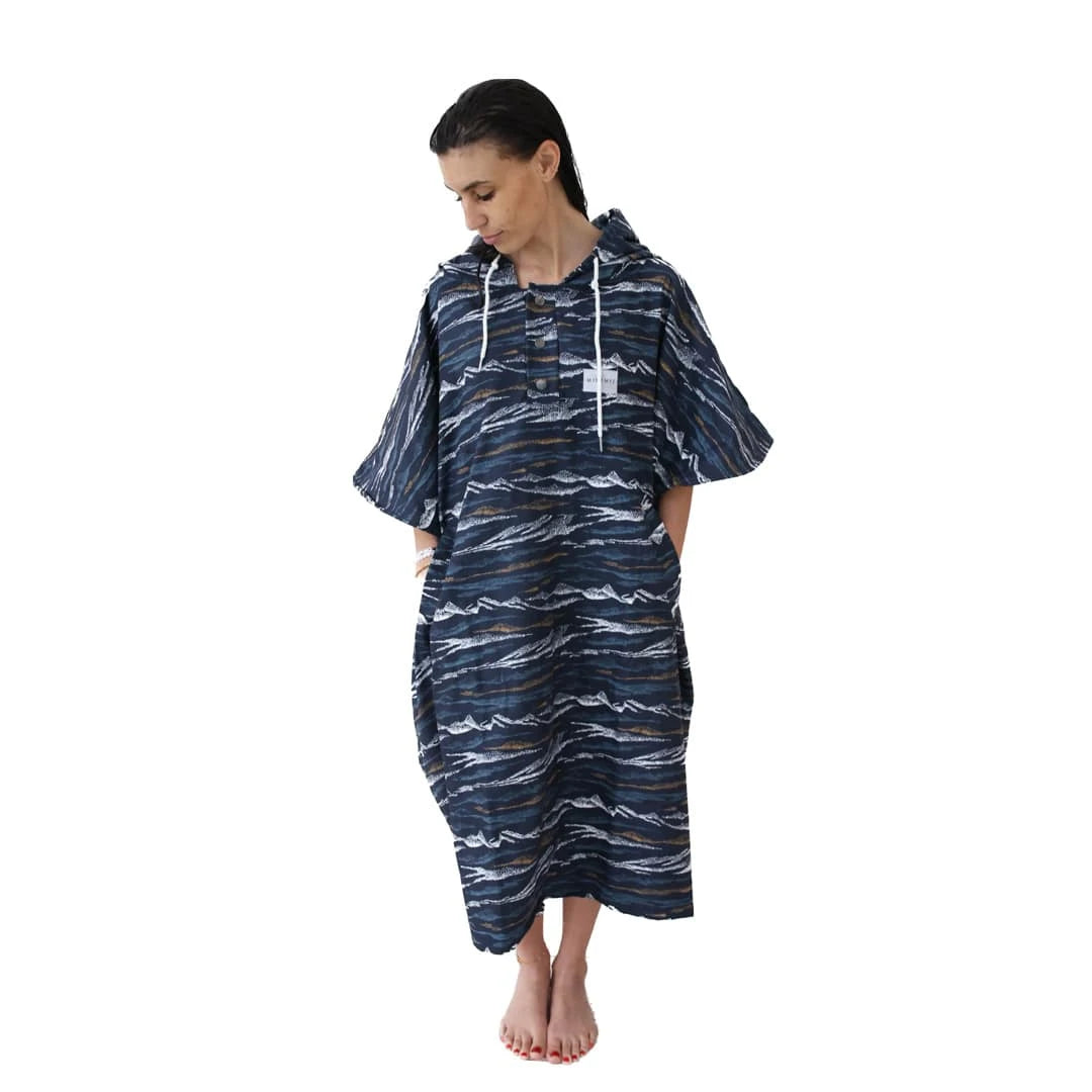 Poncho micro fibre adulte-Bleu Ushuaia-MINIMIZ