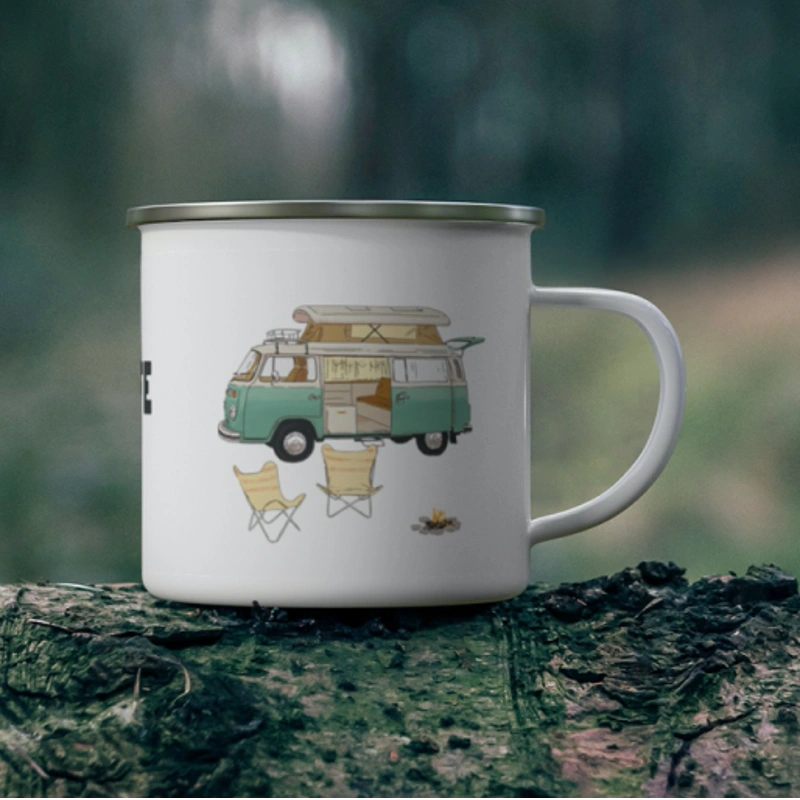Tasse émaillée_Vanlife_Blanc_AVENTURA ÉDITIONS_2