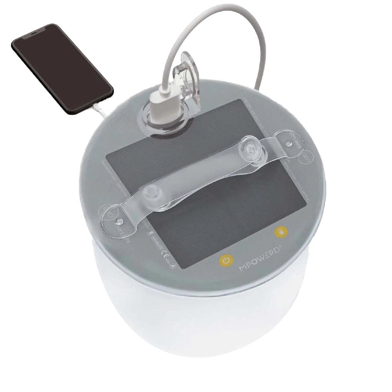 Lampe solaire gonflable avec station de recharge USB-Luci Base Light-blanc et gris-MPOWERD